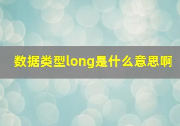 数据类型long是什么意思啊