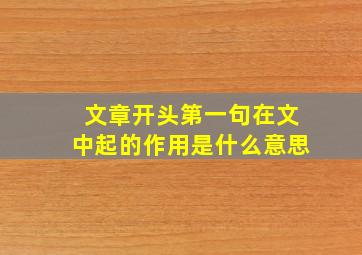 文章开头第一句在文中起的作用是什么意思