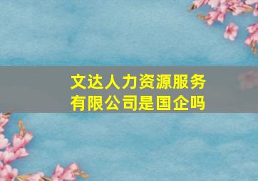 文达人力资源服务有限公司是国企吗