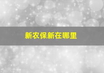 新农保新在哪里