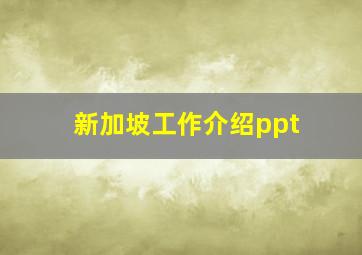 新加坡工作介绍ppt