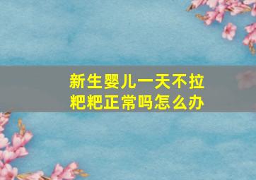 新生婴儿一天不拉粑粑正常吗怎么办