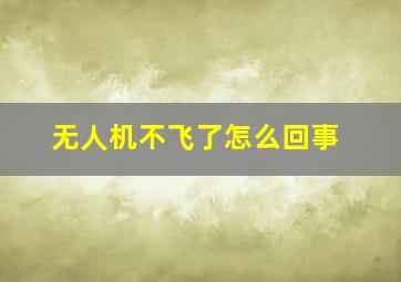 无人机不飞了怎么回事