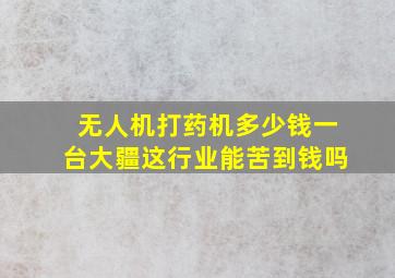 无人机打药机多少钱一台大疆这行业能苦到钱吗