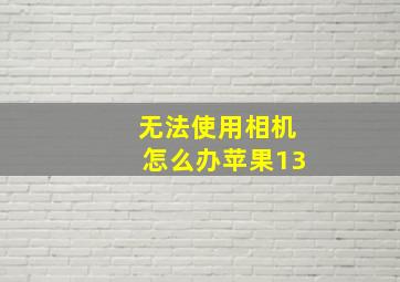 无法使用相机怎么办苹果13