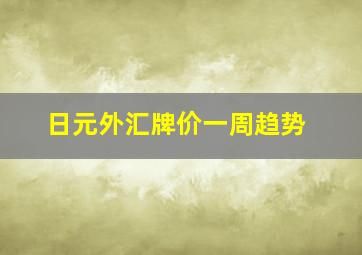 日元外汇牌价一周趋势