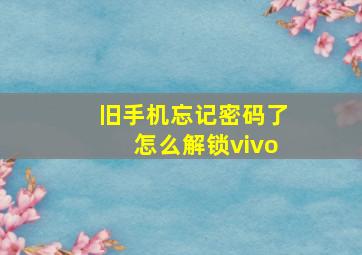 旧手机忘记密码了怎么解锁vivo