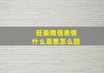 旺柴微信表情什么意思怎么回