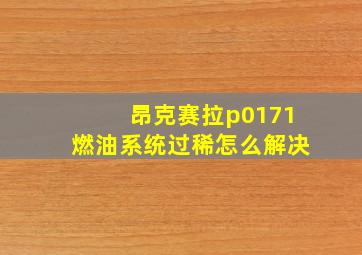 昂克赛拉p0171燃油系统过稀怎么解决