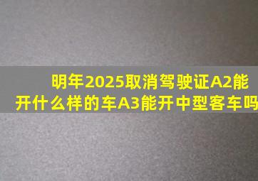 明年2025取消驾驶证A2能开什么样的车A3能开中型客车吗