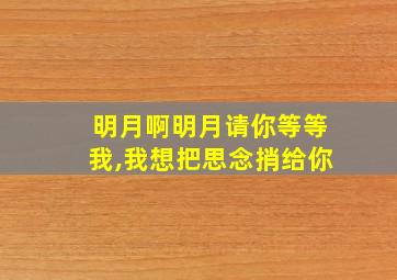 明月啊明月请你等等我,我想把思念捎给你