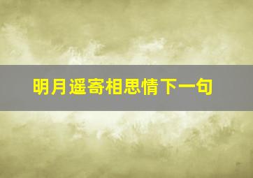 明月遥寄相思情下一句