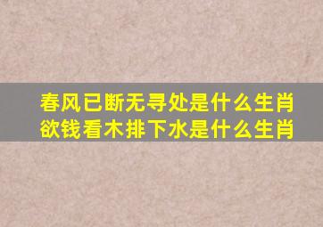 春风已断无寻处是什么生肖欲钱看木排下水是什么生肖