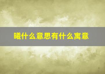 曦什么意思有什么寓意