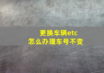 更换车辆etc怎么办理车号不变