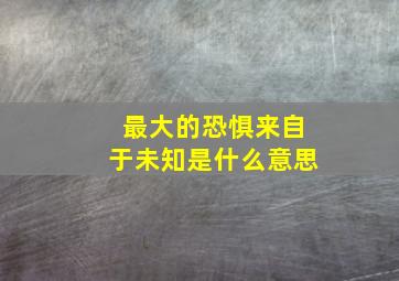 最大的恐惧来自于未知是什么意思