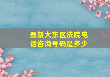 最新大东区法院电话咨询号码是多少