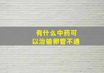 有什么中药可以治输卵管不通