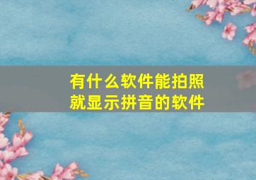 有什么软件能拍照就显示拼音的软件