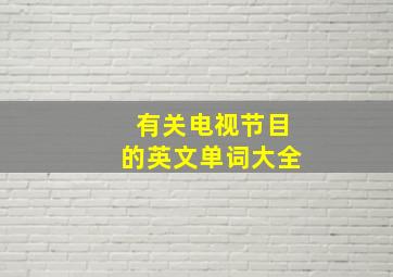 有关电视节目的英文单词大全