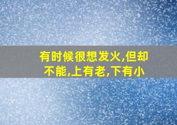 有时候很想发火,但却不能,上有老,下有小