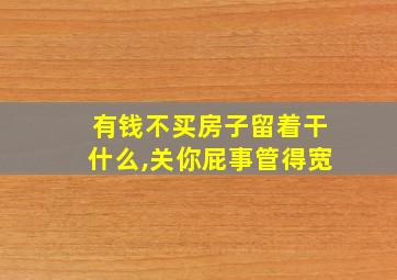 有钱不买房子留着干什么,关你屁事管得宽