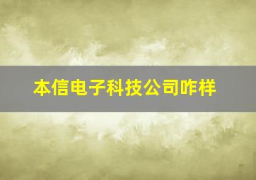 本信电子科技公司咋样