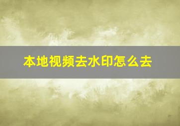 本地视频去水印怎么去