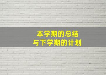 本学期的总结与下学期的计划