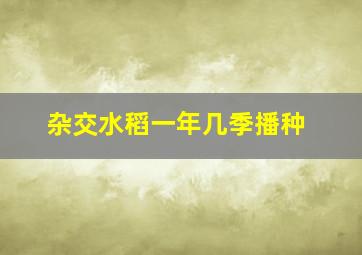 杂交水稻一年几季播种