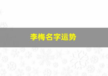 李梅名字运势