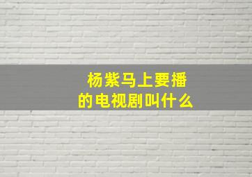 杨紫马上要播的电视剧叫什么