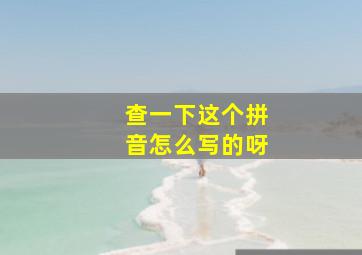 查一下这个拼音怎么写的呀