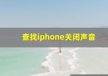 查找iphone关闭声音