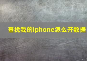 查找我的iphone怎么开数据