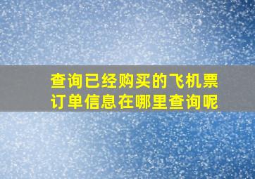 查询已经购买的飞机票订单信息在哪里查询呢