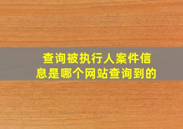 查询被执行人案件信息是哪个网站查询到的