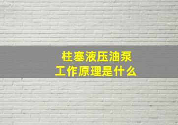 柱塞液压油泵工作原理是什么