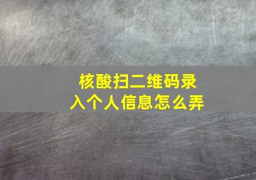 核酸扫二维码录入个人信息怎么弄