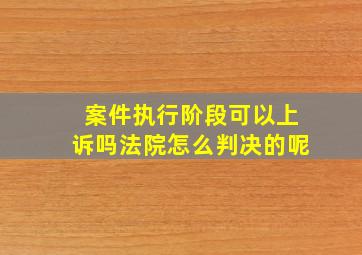 案件执行阶段可以上诉吗法院怎么判决的呢