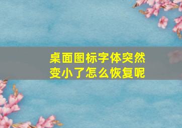 桌面图标字体突然变小了怎么恢复呢