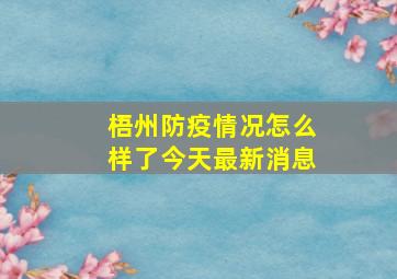 梧州防疫情况怎么样了今天最新消息