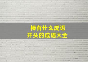 棒有什么成语开头的成语大全