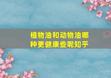 植物油和动物油哪种更健康些呢知乎