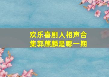 欢乐喜剧人相声合集郭麒麟是哪一期