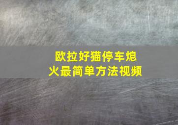 欧拉好猫停车熄火最简单方法视频