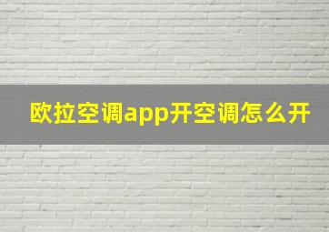 欧拉空调app开空调怎么开