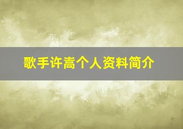 歌手许嵩个人资料简介