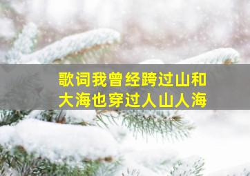 歌词我曾经跨过山和大海也穿过人山人海