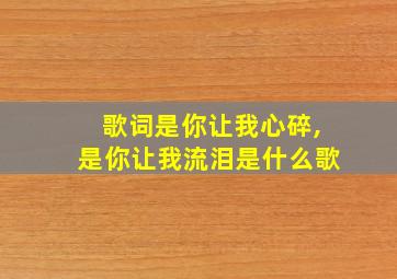 歌词是你让我心碎,是你让我流泪是什么歌